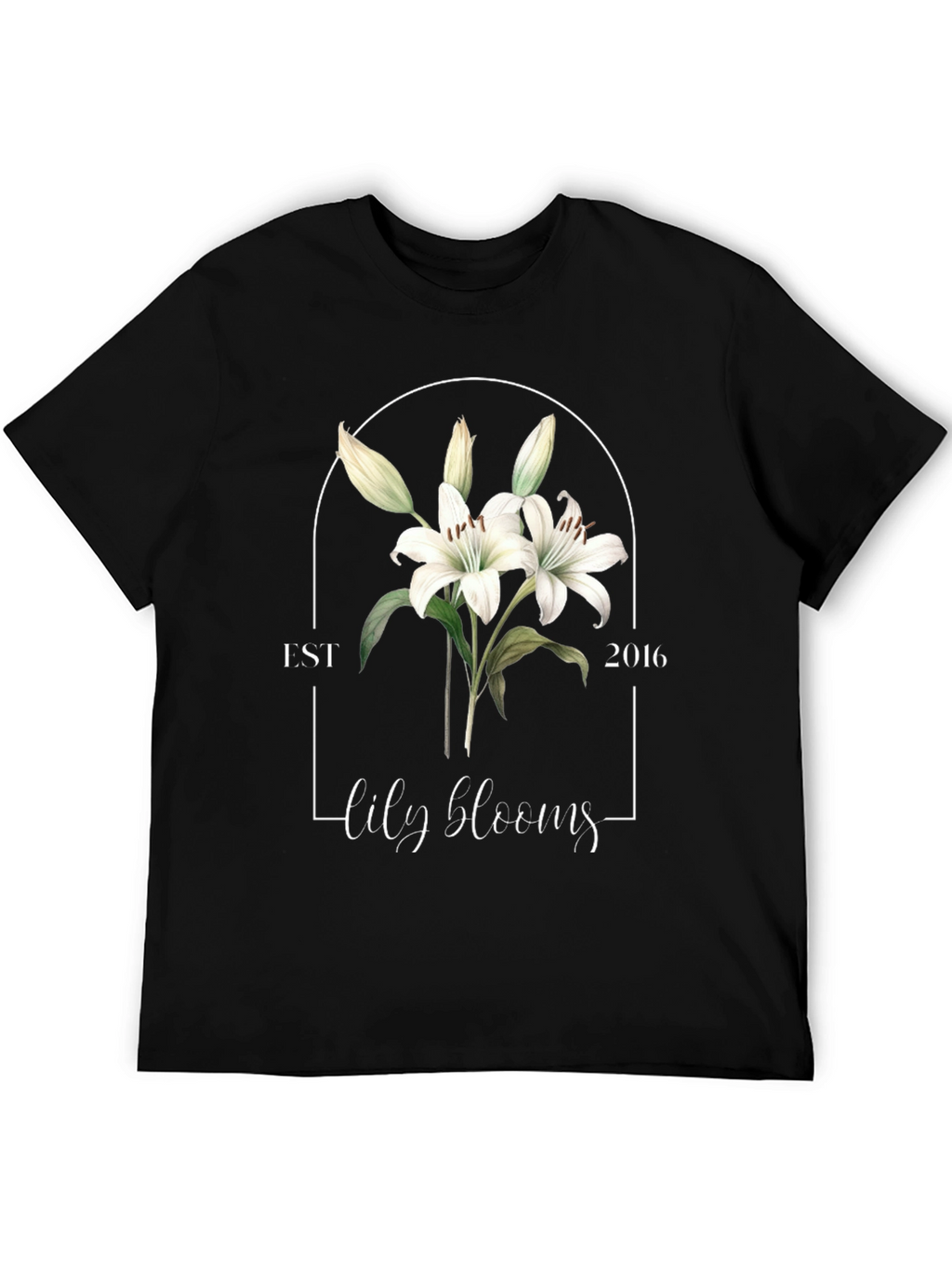 Lily Blooms Est 2016 Black T-Shirt