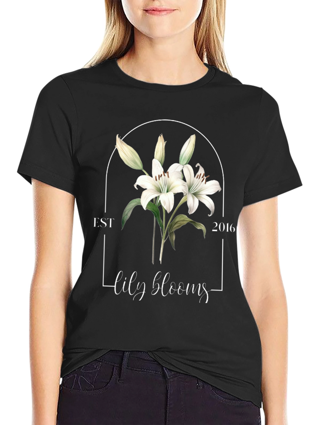 Lily Blooms Est 2016 Black T-Shirt