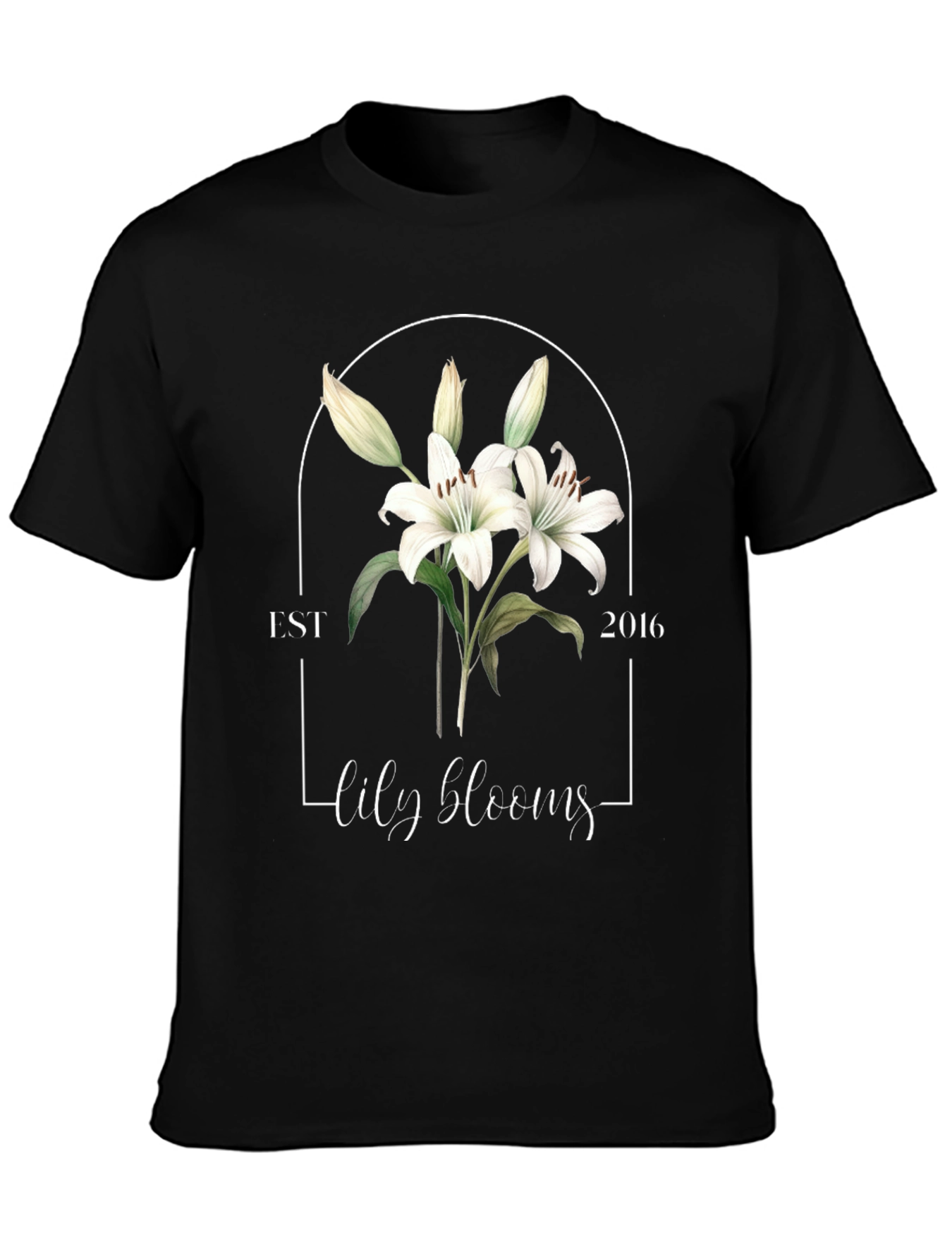 Lily Blooms Est 2016 Black T-Shirt