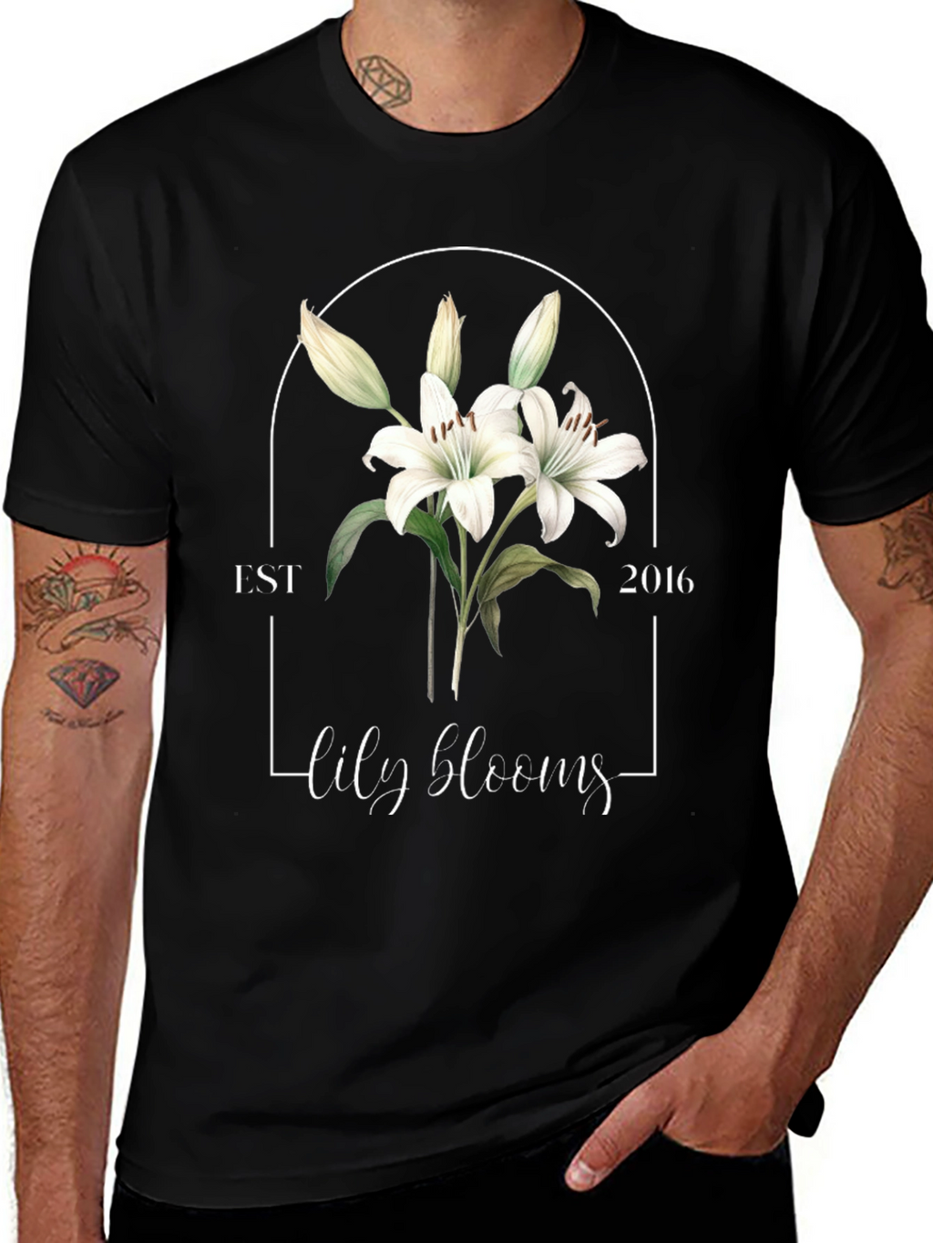 Lily Blooms Est 2016 Black T-Shirt