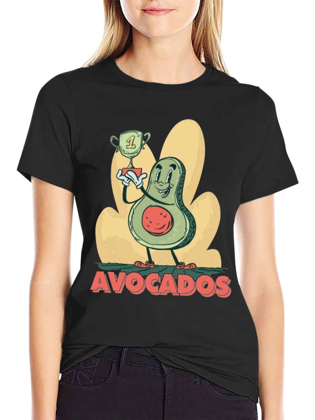 Funny Avocado Champion Black T-Shirt