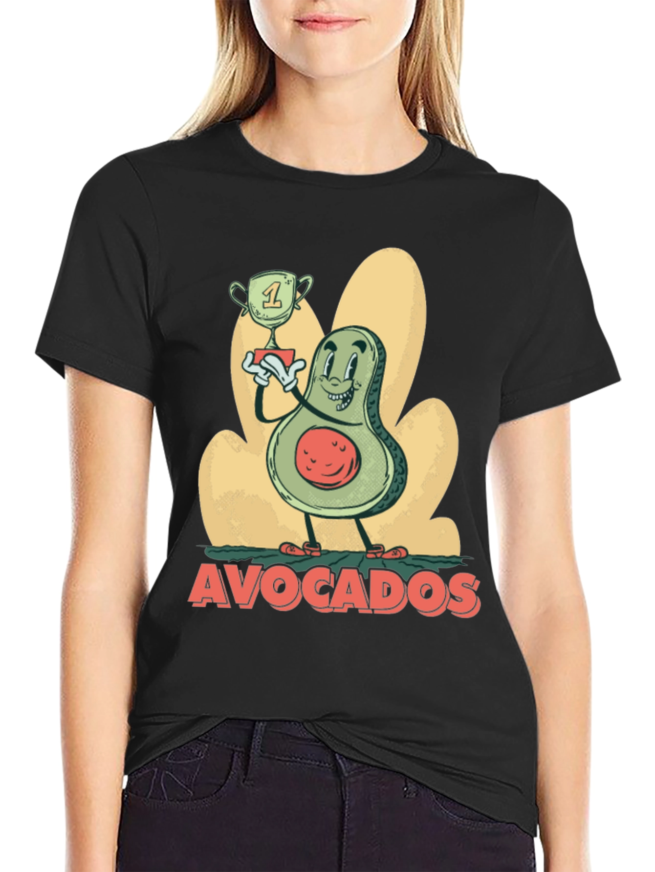 Funny Avocado Champion Black T-Shirt
