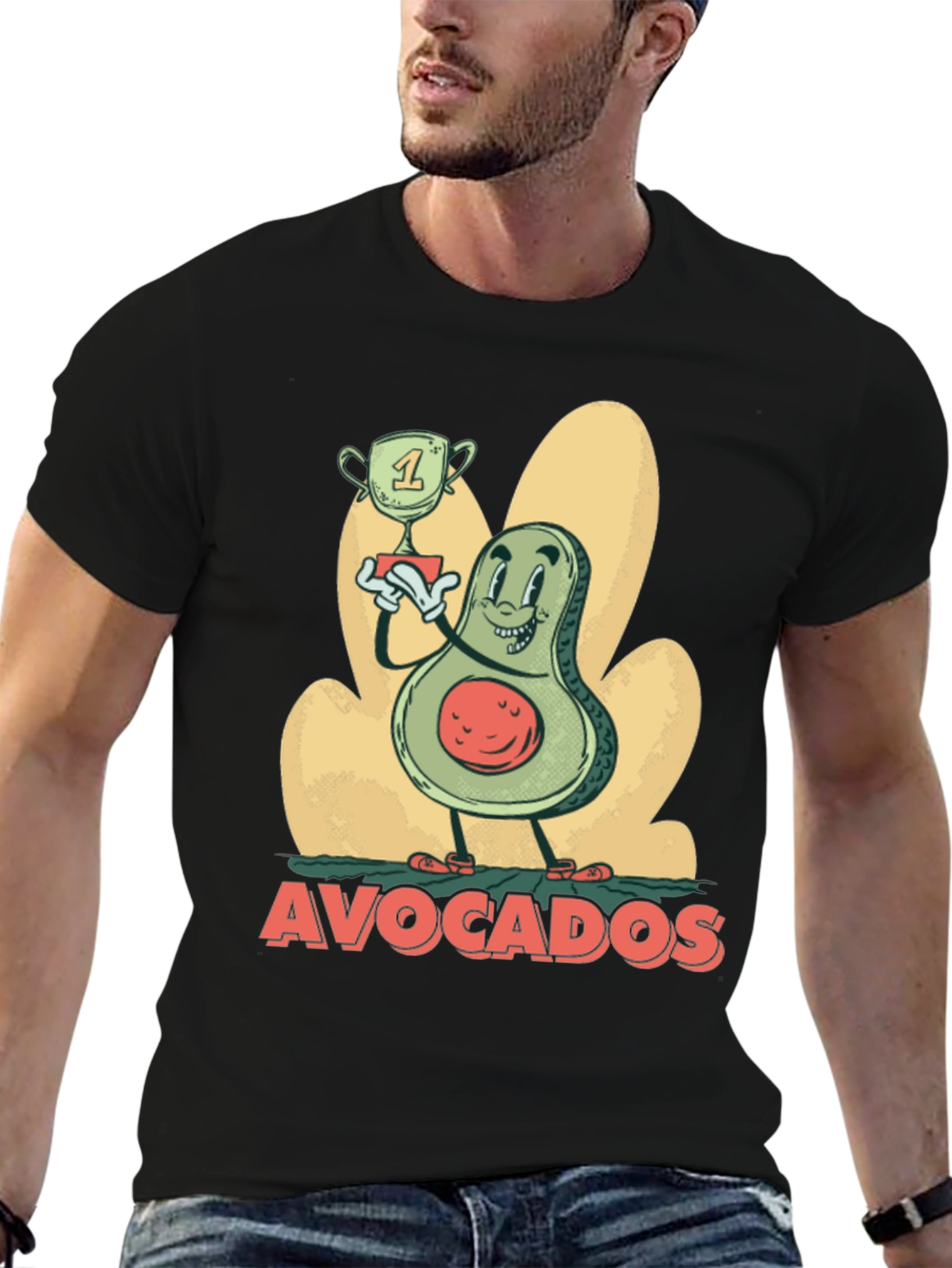 Funny Avocado Champion Black T-Shirt
