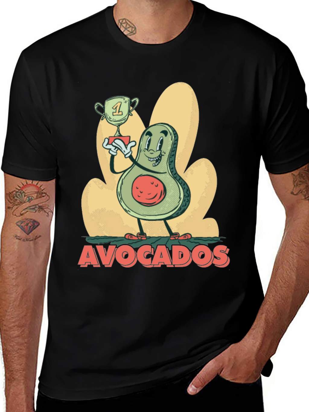 Funny Avocado Champion Black T-Shirt