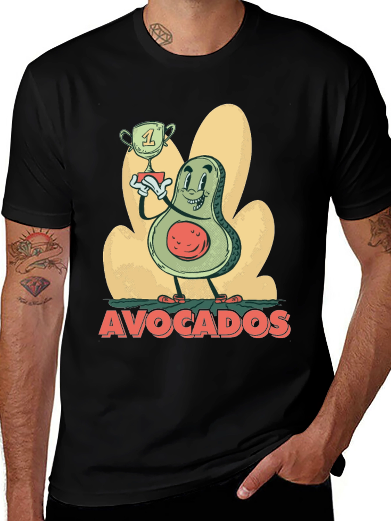 Funny Avocado Champion Black T-Shirt