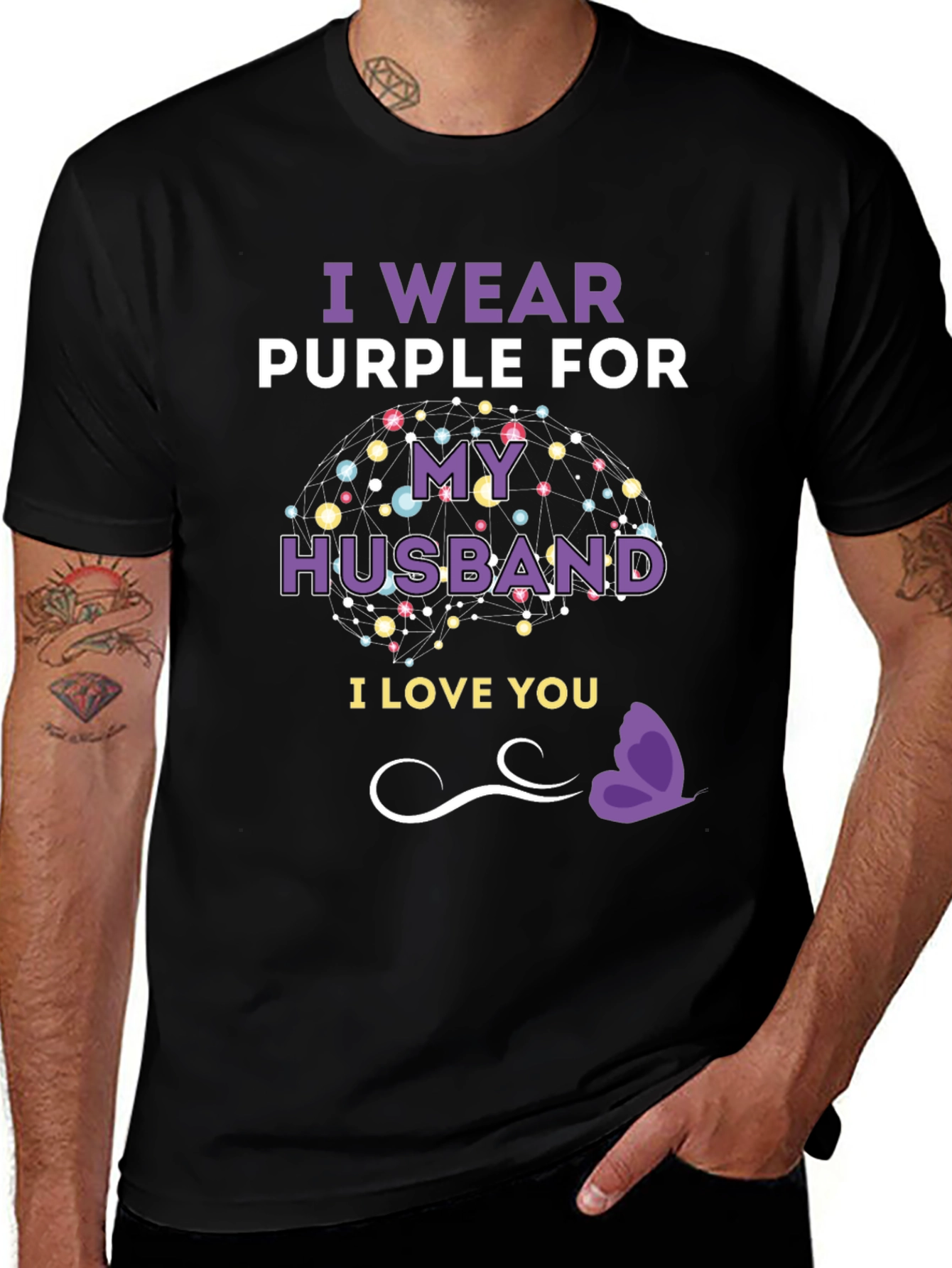 I Wear Purple For My Husband T-Shirt