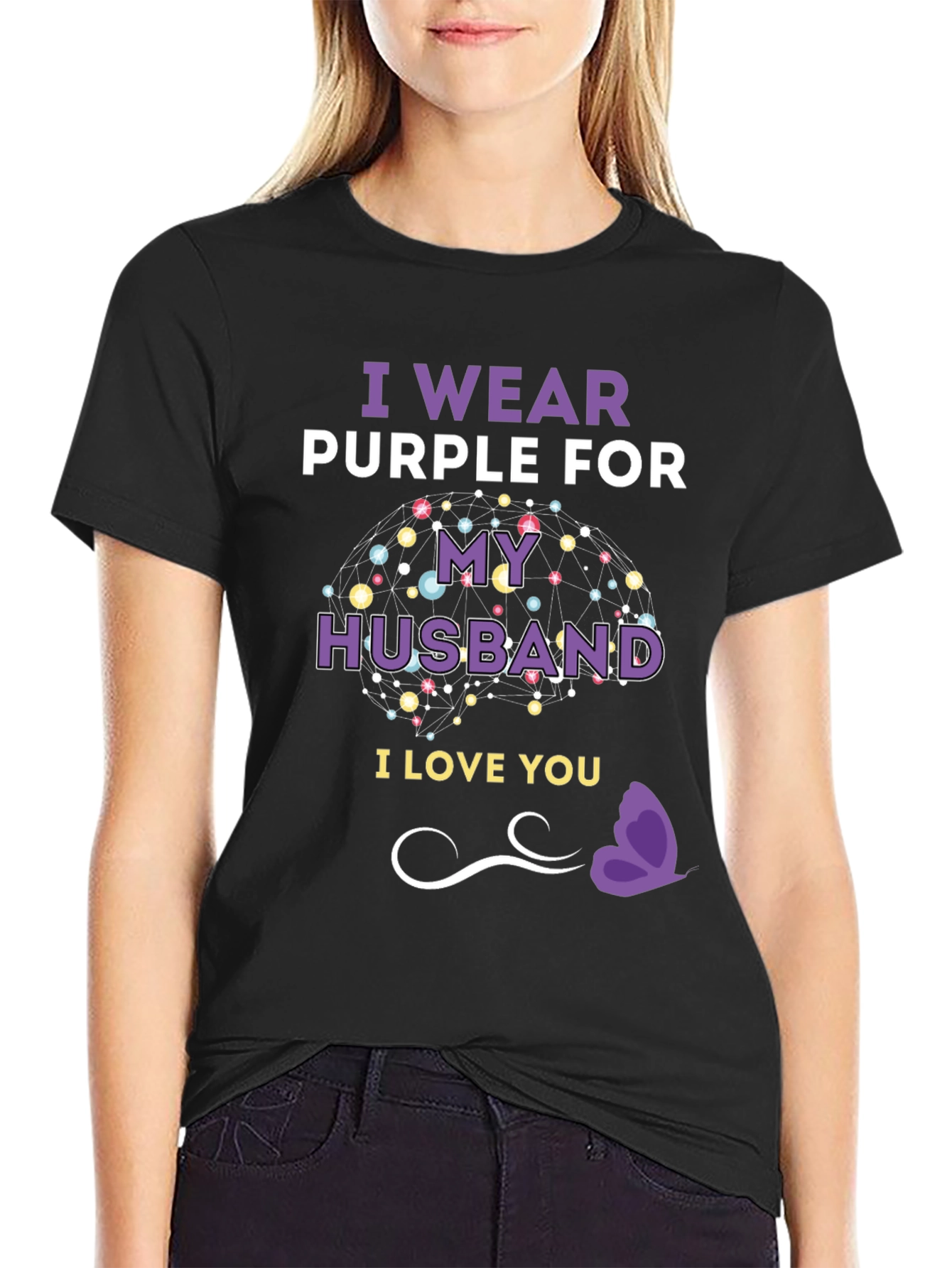 I Wear Purple For My Husband T-Shirt