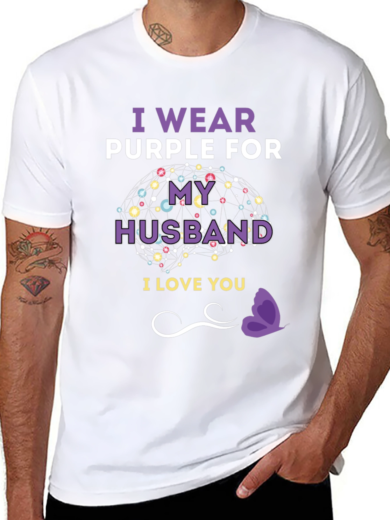 I Wear Purple For My Husband T-Shirt