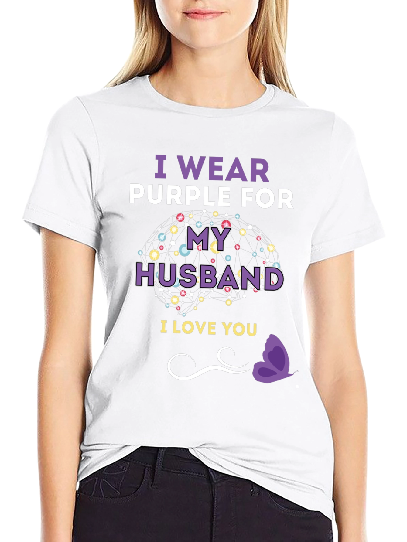 I Wear Purple For My Husband T-Shirt