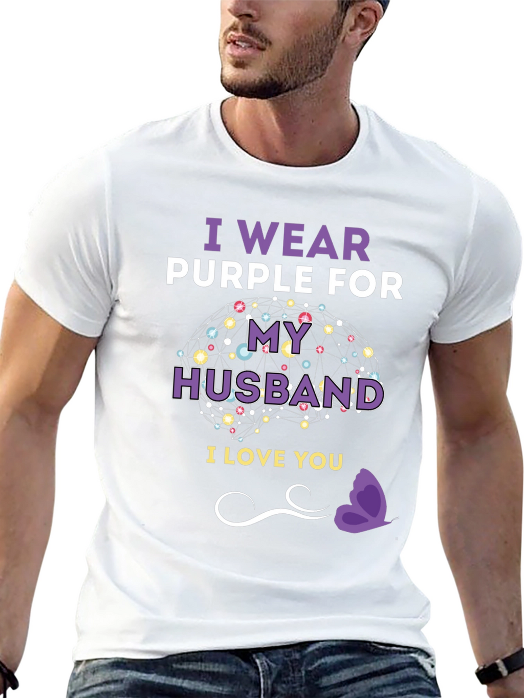 I Wear Purple For My Husband T-Shirt