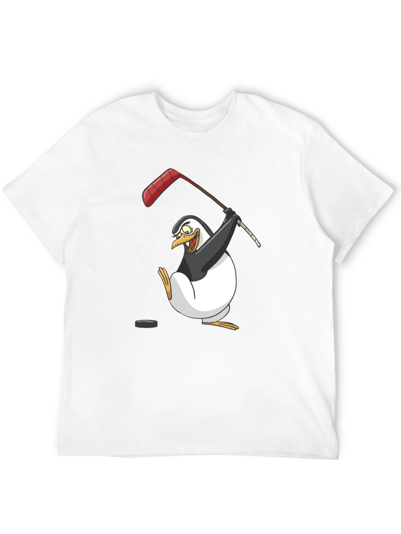 Penguin Hockey Player Graphic T-Shirt