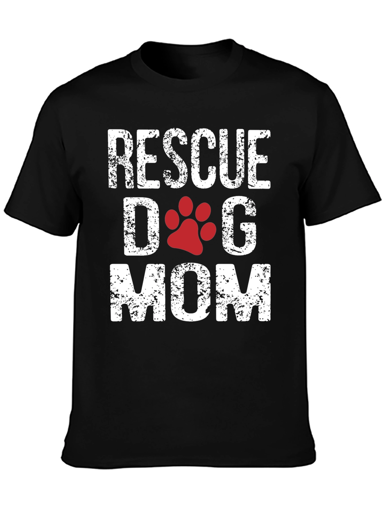 Rescue Dog Mom T-Shirt - Cute Paw Print Design