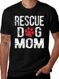 Rescue Dog Mom T-Shirt - Cute Paw Print Design