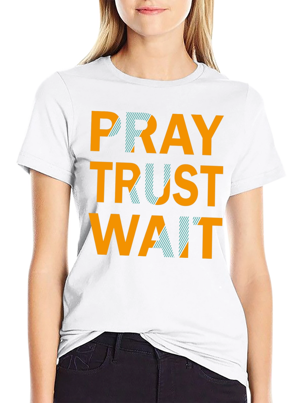 Pray Trust Wait Graphic Tee - Black Casual T-Shirt