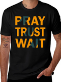 Pray Trust Wait Graphic Tee - Black Casual T-Shirt