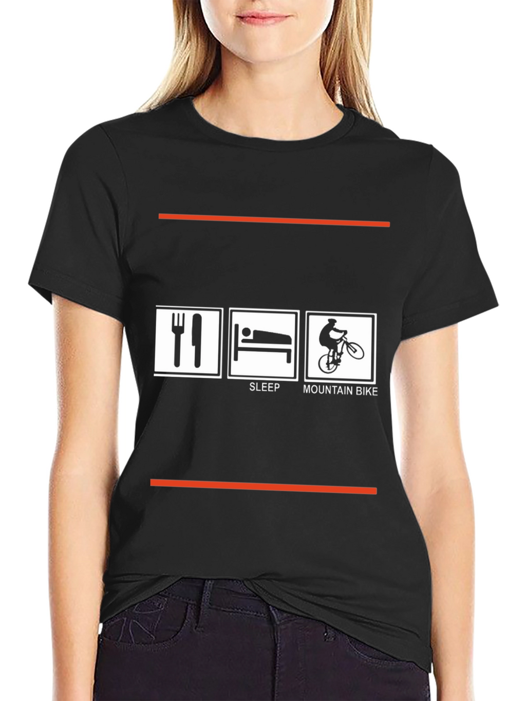 Eat Sleep Mountain Bike Black Graphic Tee