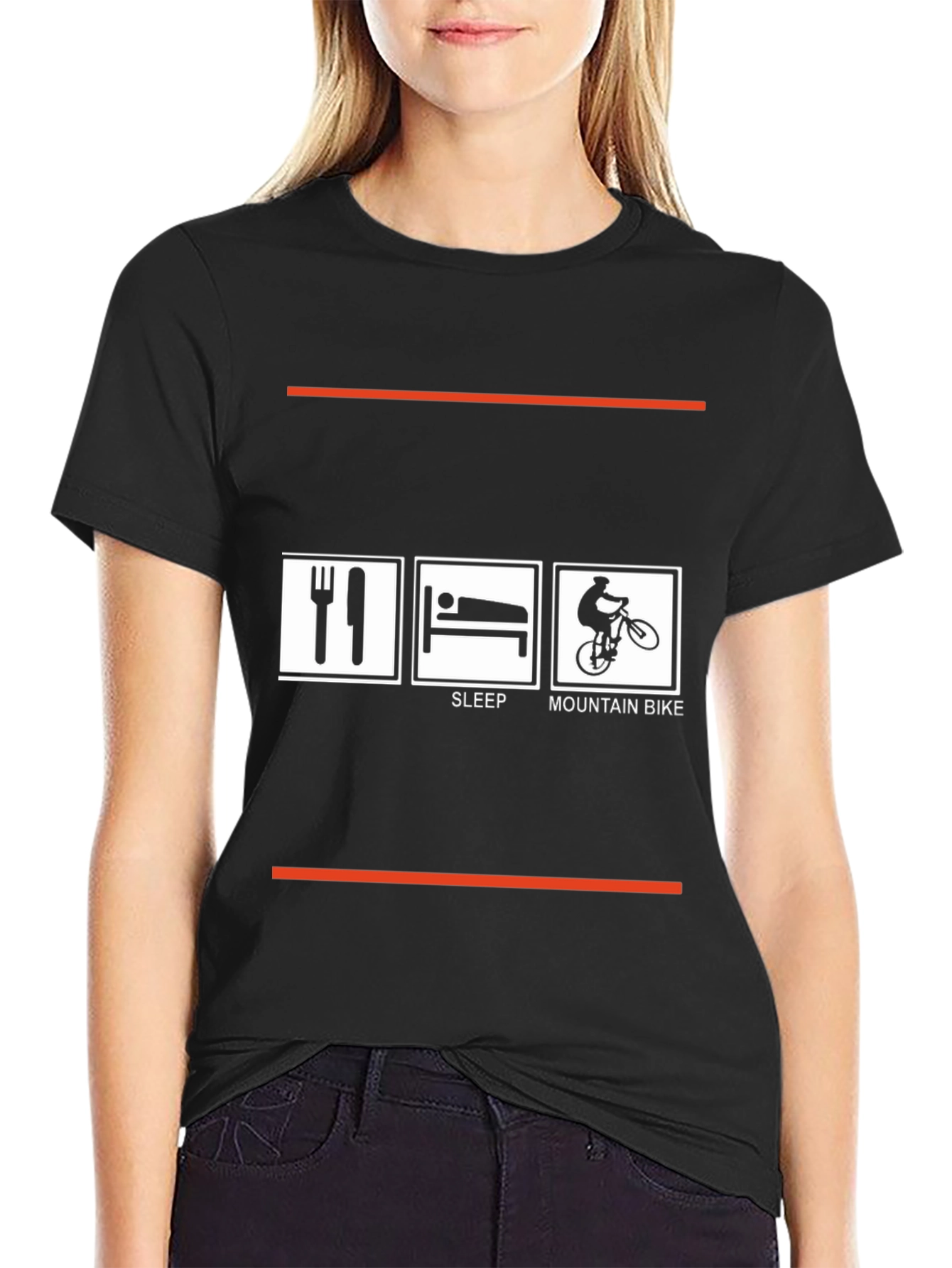 Eat Sleep Mountain Bike Black Graphic Tee