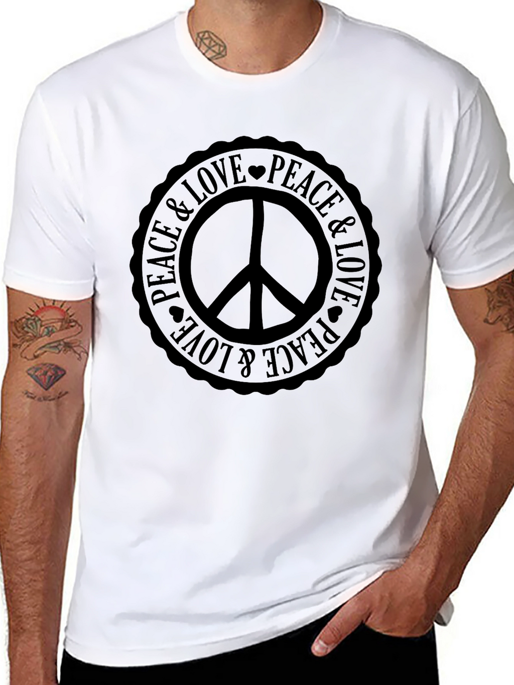 Peace & Love Graphic Tee - Classic Black T-Shirt