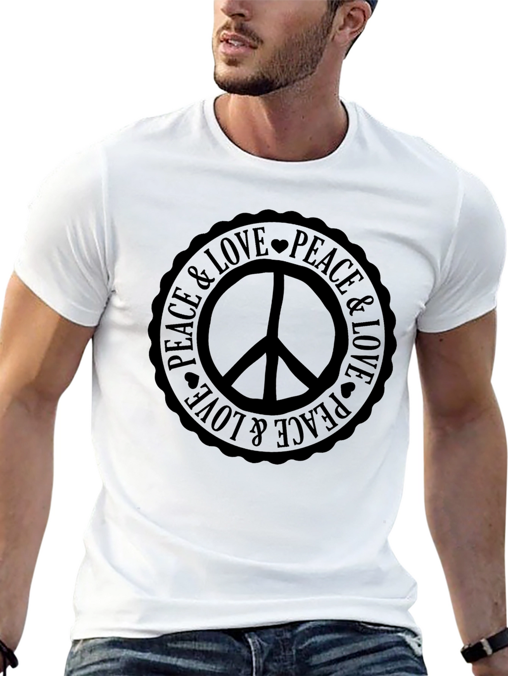 Peace & Love Graphic Tee - Classic Black T-Shirt