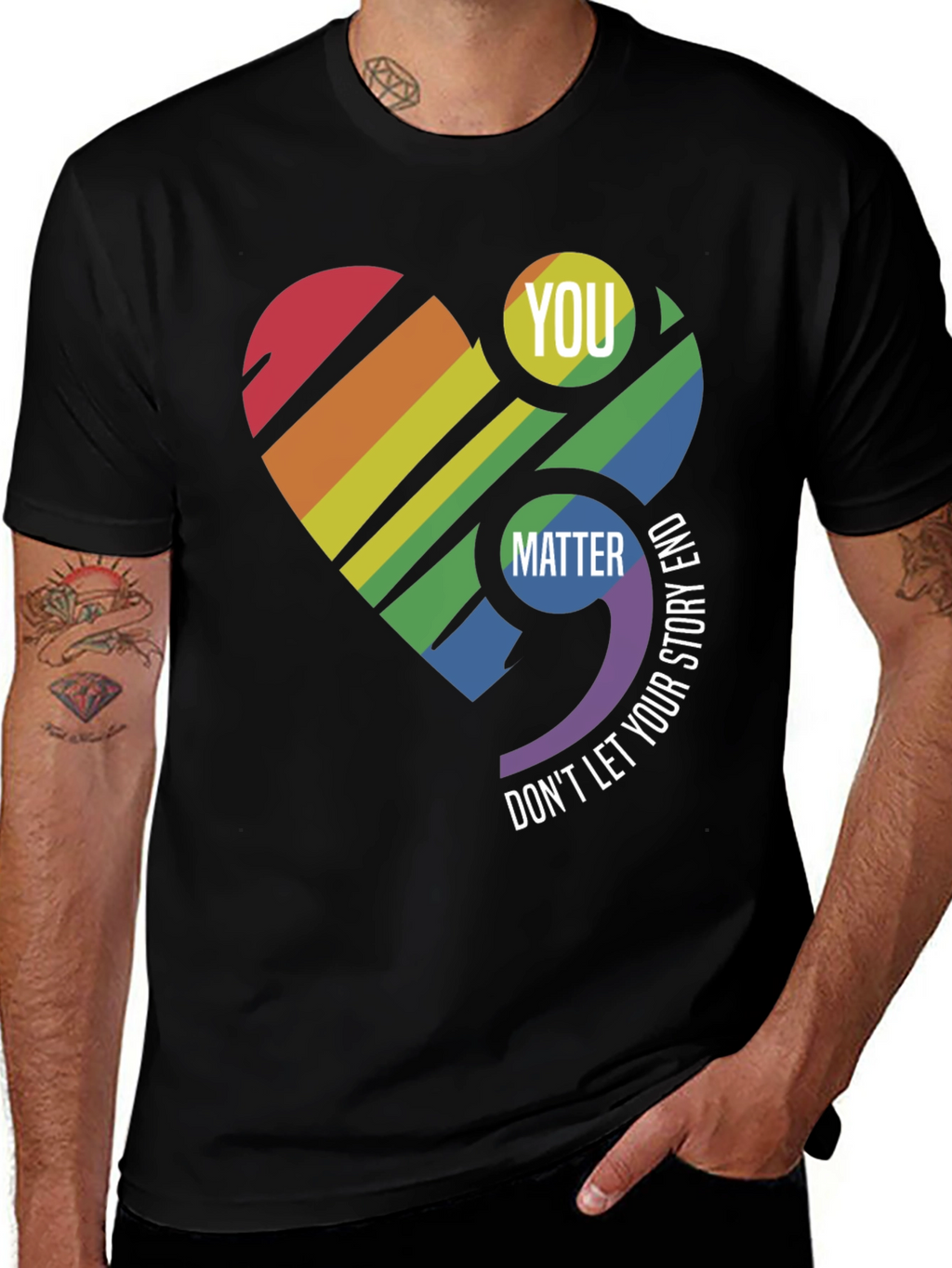You Matter Rainbow Heart Semicolon T-Shirt