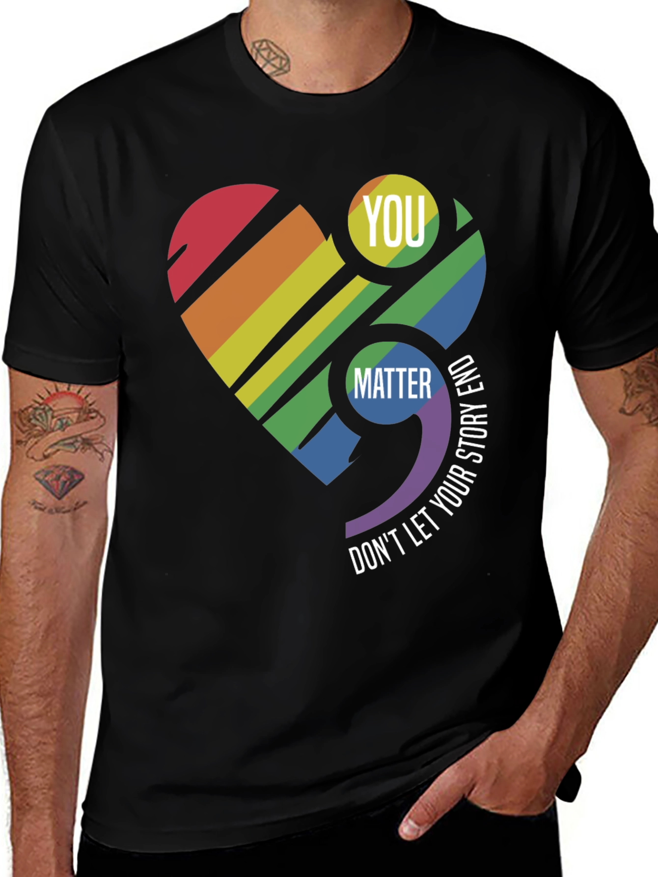 You Matter Rainbow Heart Semicolon T-Shirt