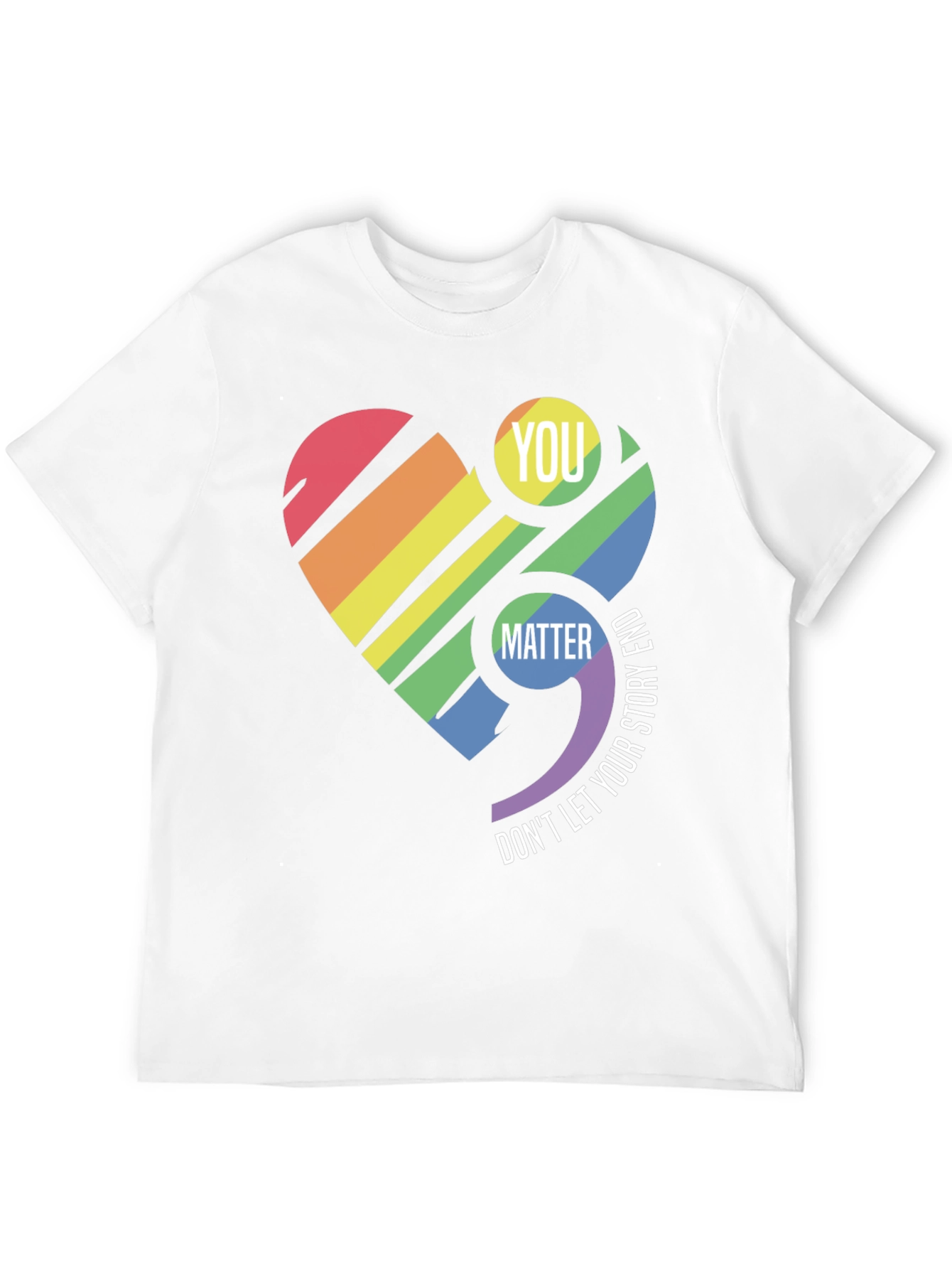 You Matter Rainbow Heart Semicolon T-Shirt