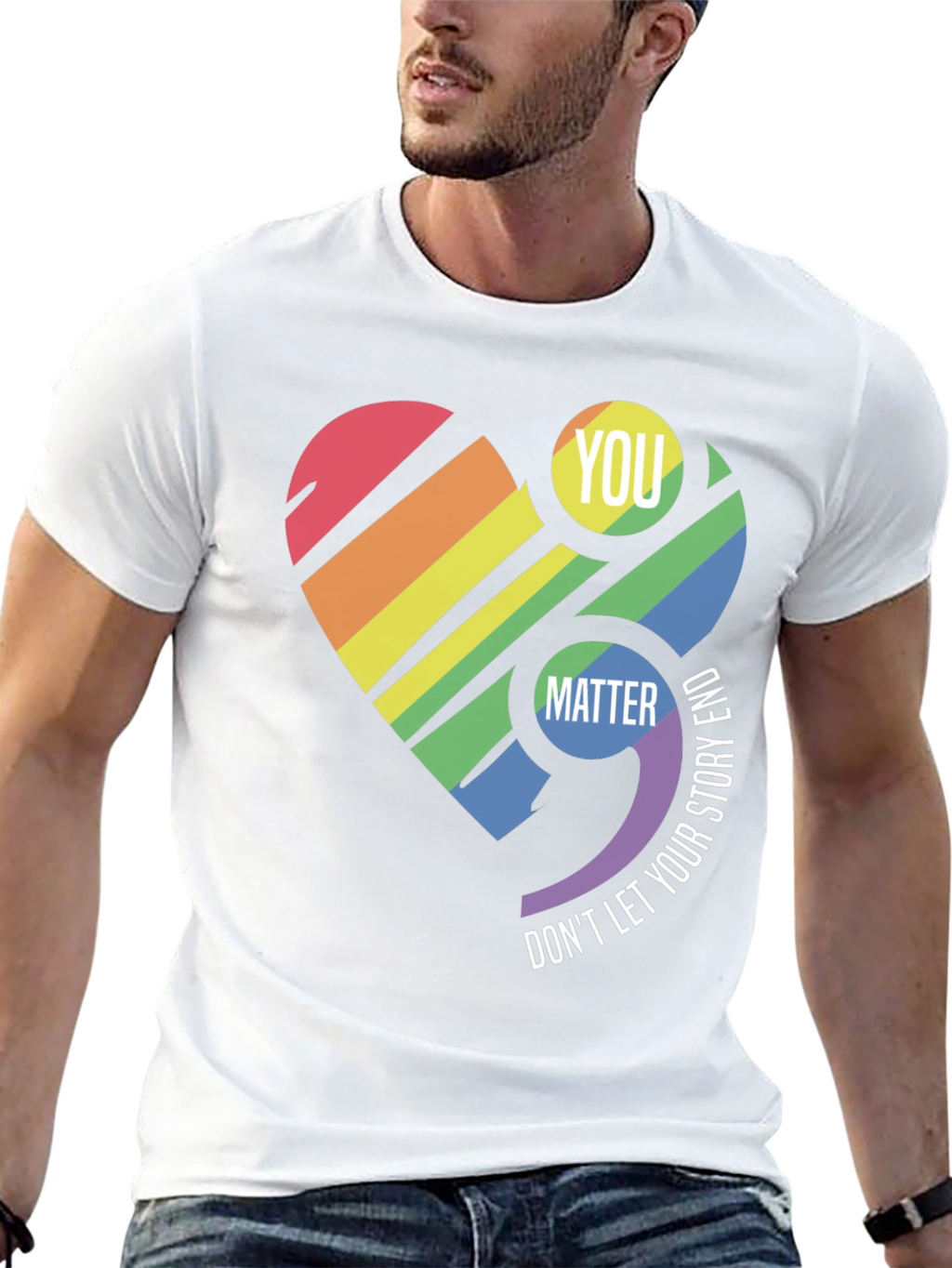 You Matter Rainbow Heart Semicolon T-Shirt