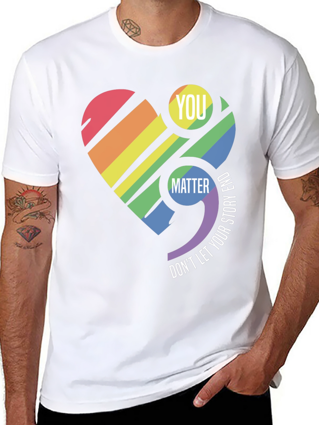 You Matter Rainbow Heart Semicolon T-Shirt