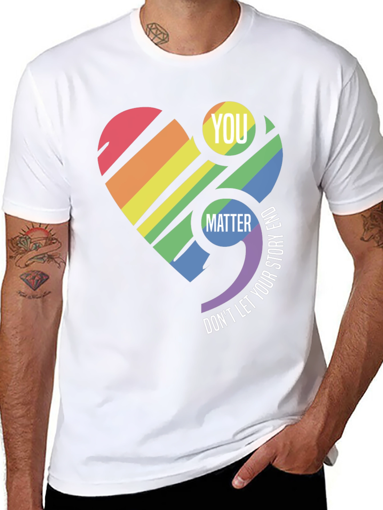 You Matter Rainbow Heart Semicolon T-Shirt