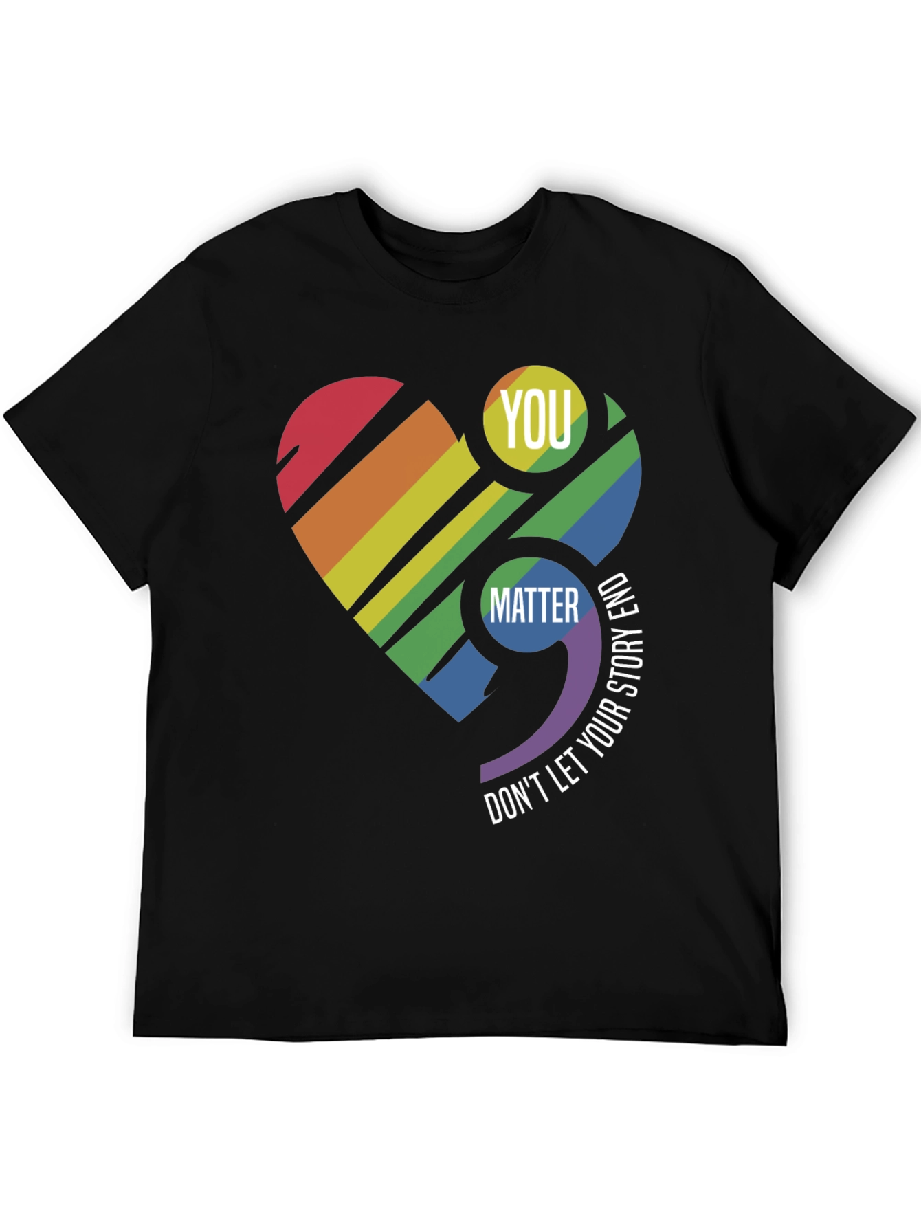 You Matter Rainbow Heart Semicolon T-Shirt