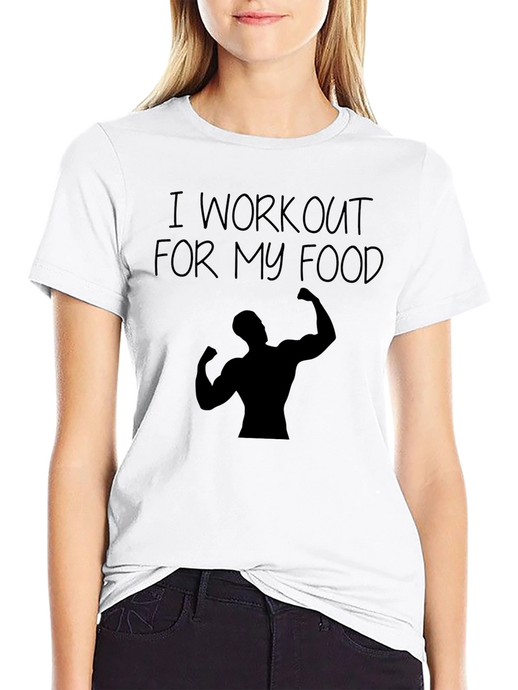 Workout For My Food Black Graphic T-Shirt