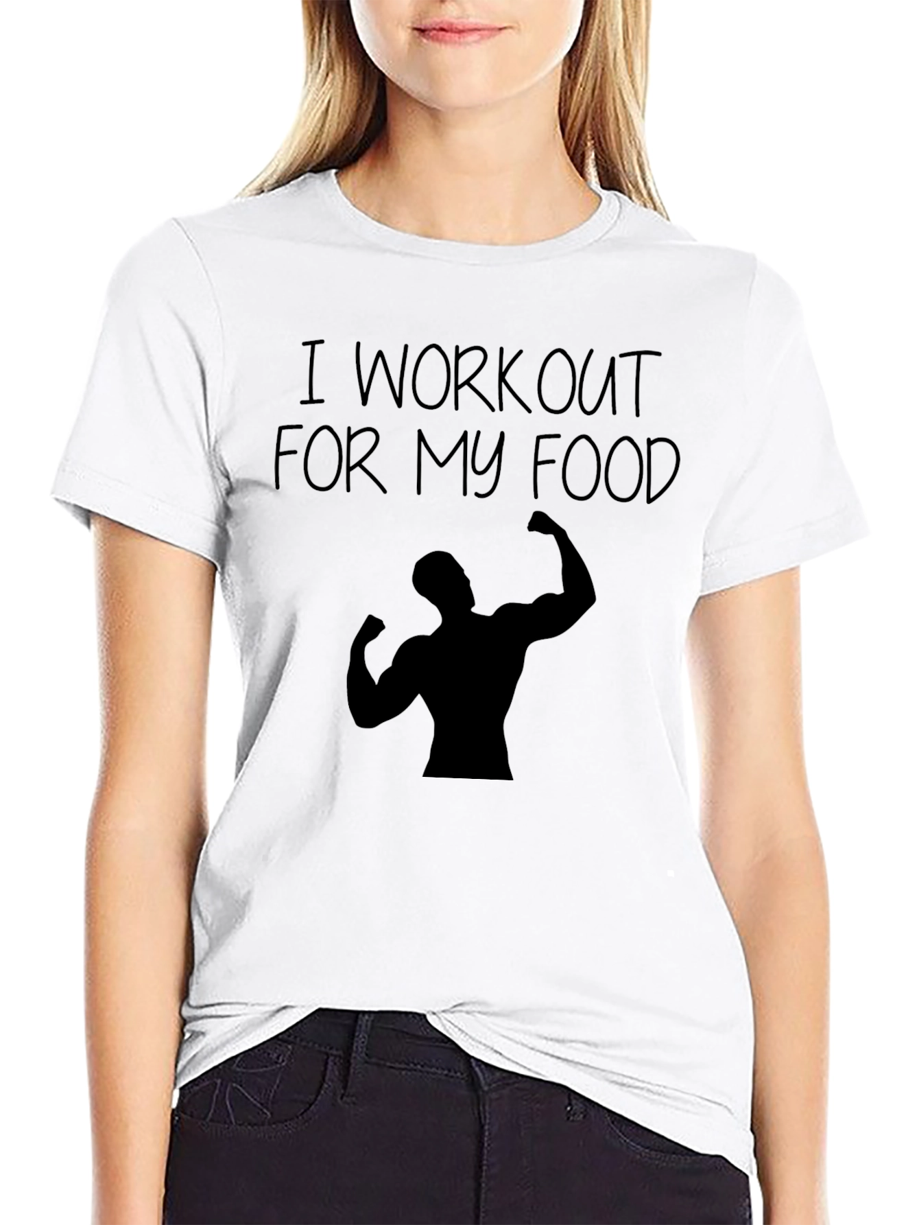 Workout For My Food Black Graphic T-Shirt
