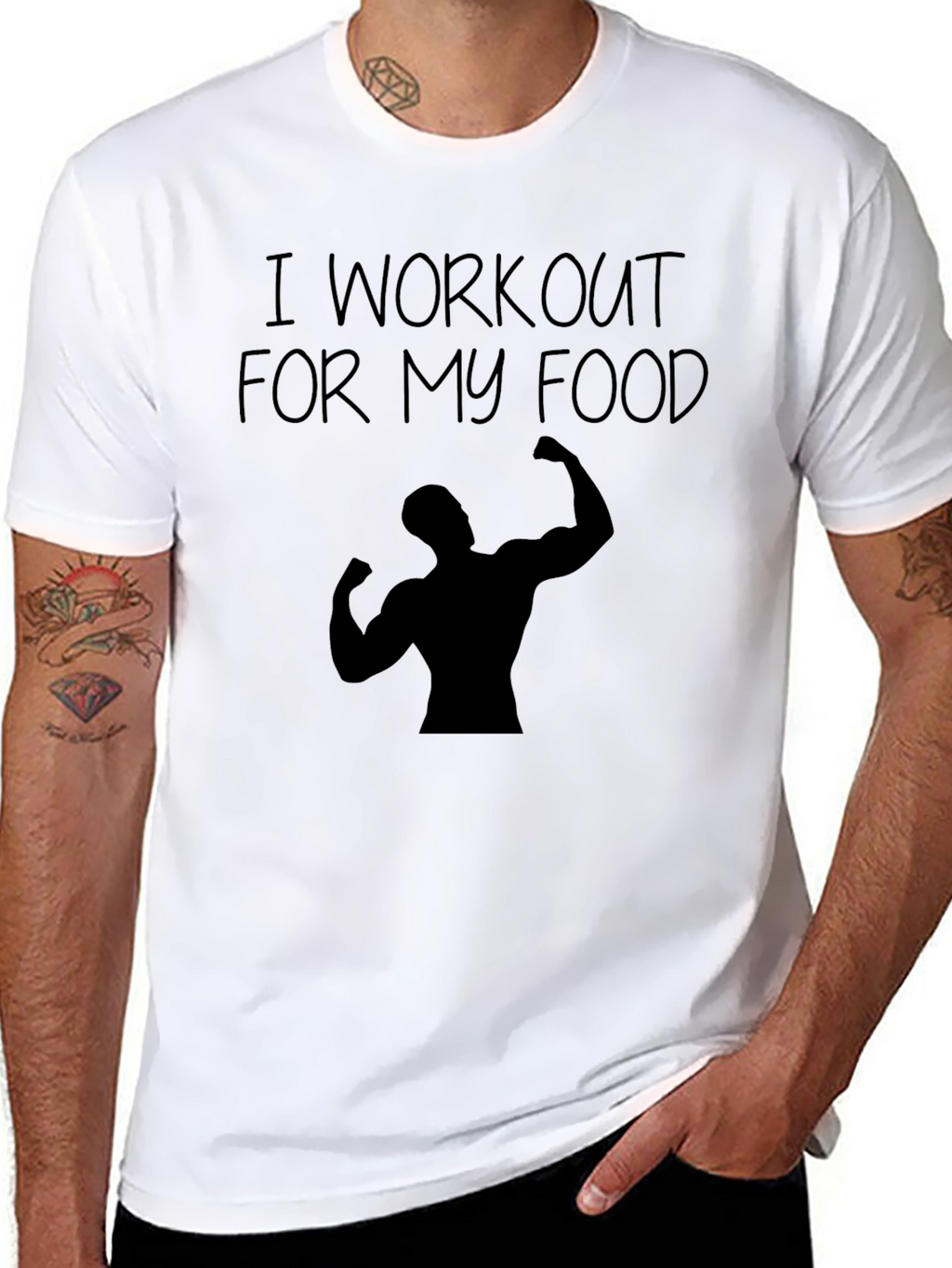 Workout For My Food Black Graphic T-Shirt