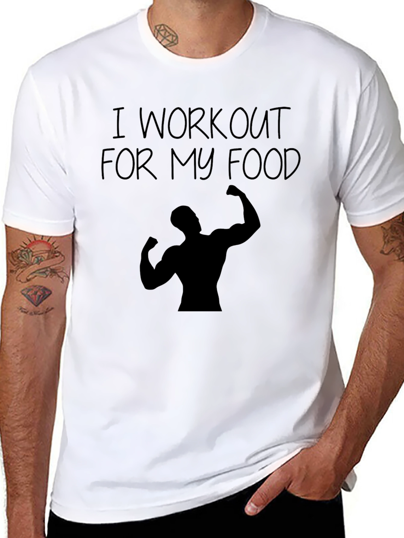 Workout For My Food Black Graphic T-Shirt