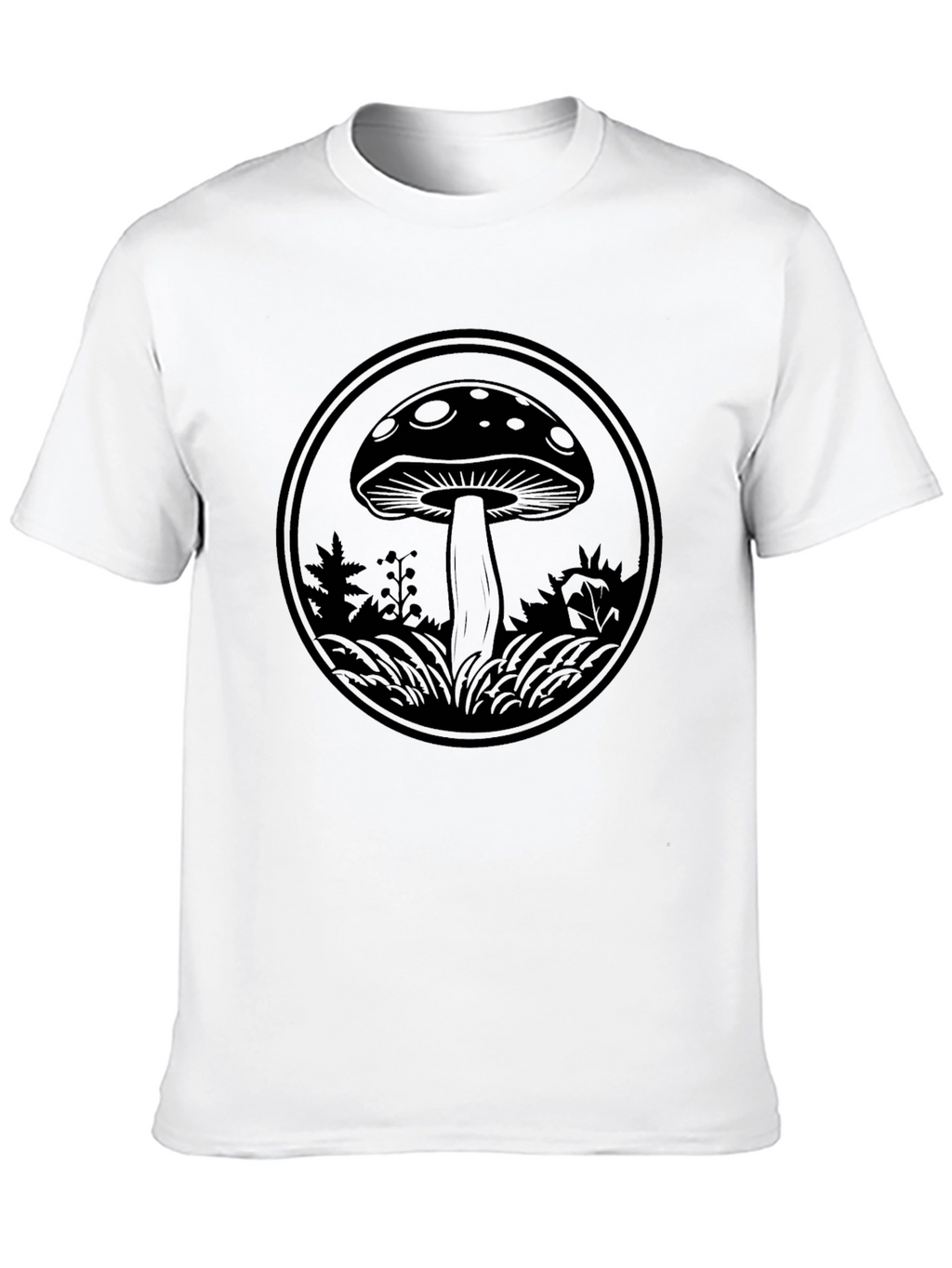 Mushroom Graphic Print Mens Black T-Shirt