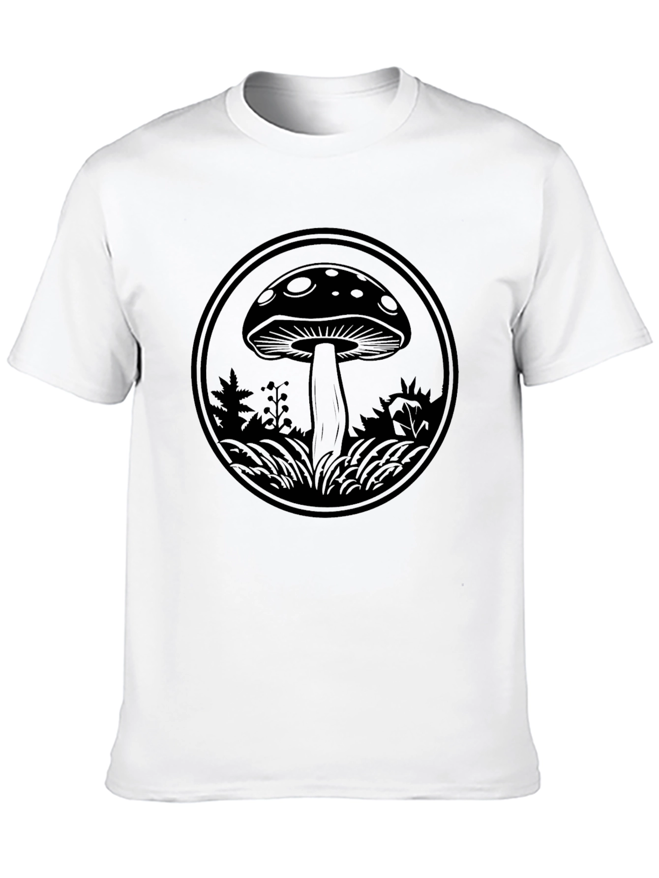 Mushroom Graphic Print Mens Black T-Shirt