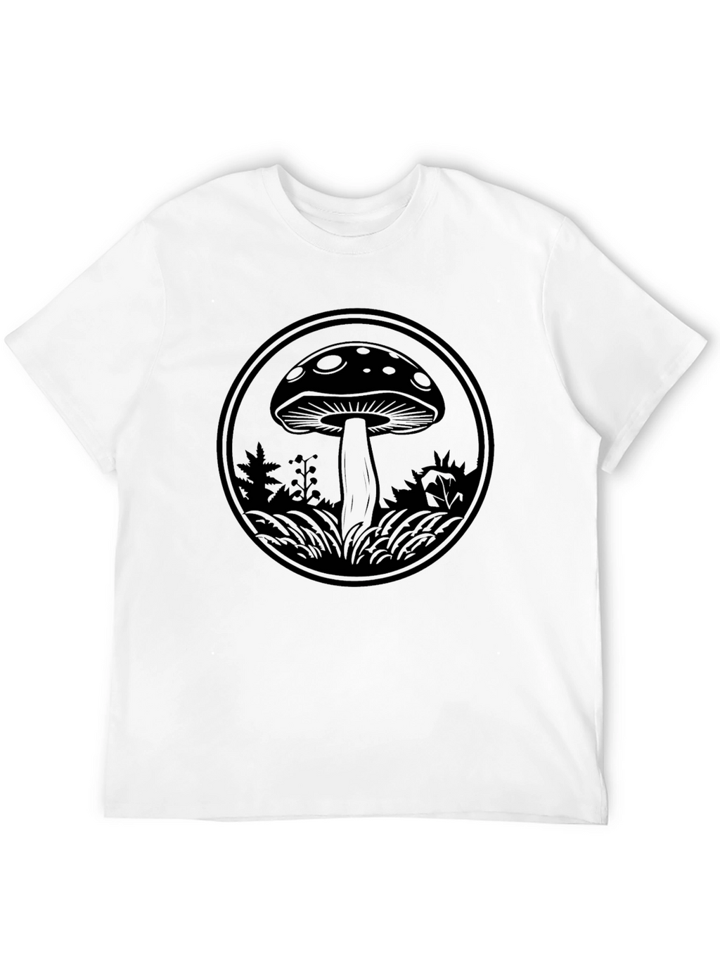 Mushroom Graphic Print Mens Black T-Shirt