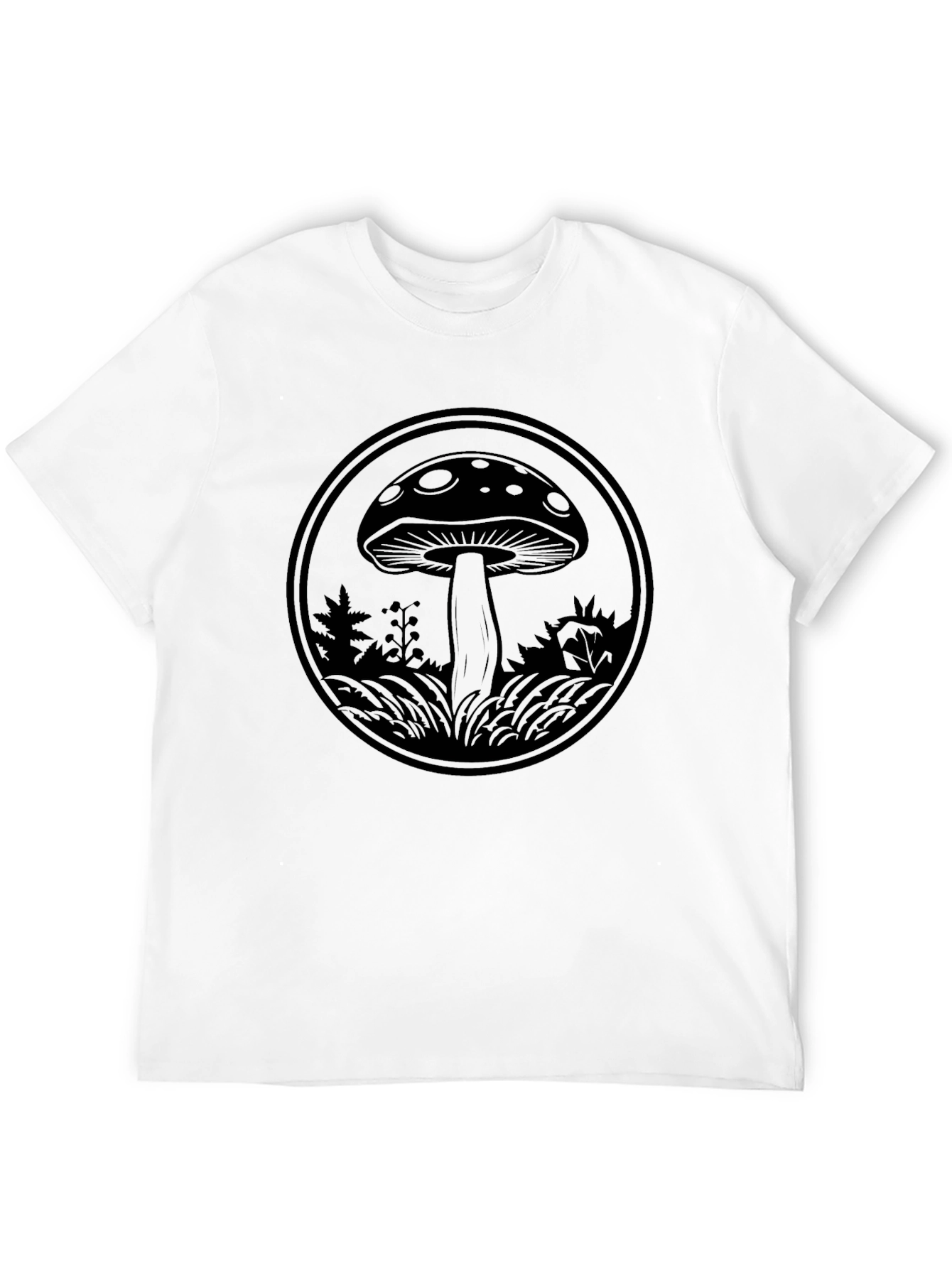 Mushroom Graphic Print Mens Black T-Shirt