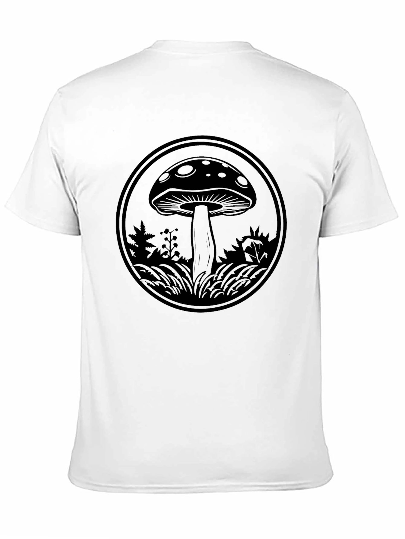Mushroom Graphic Print Mens Black T-Shirt