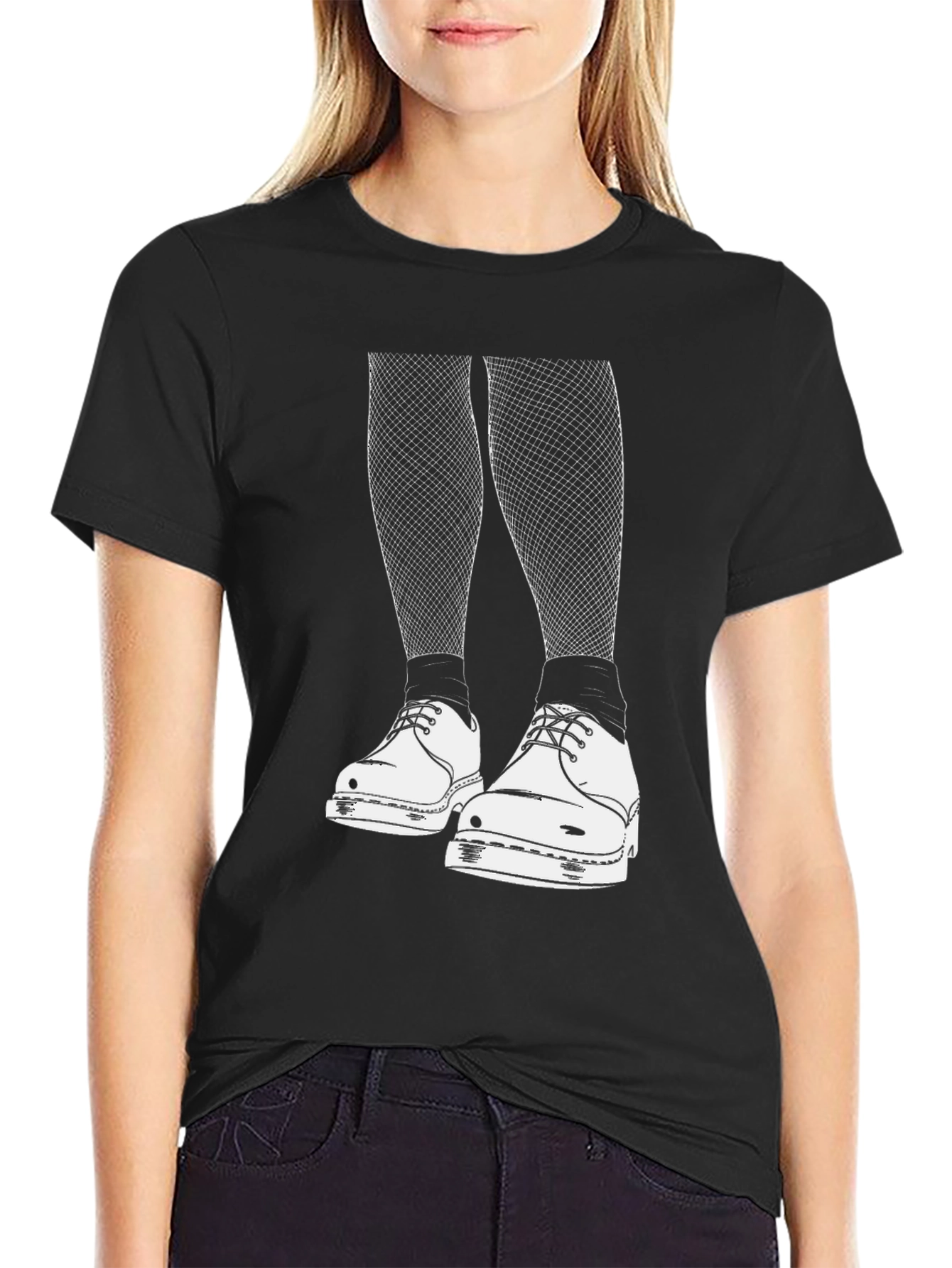 Edgy Graphic Tee: Fishnets and Doc Martens Style