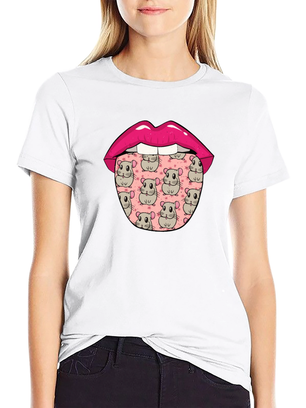 Funny Hamster Tongue Graphic Tee