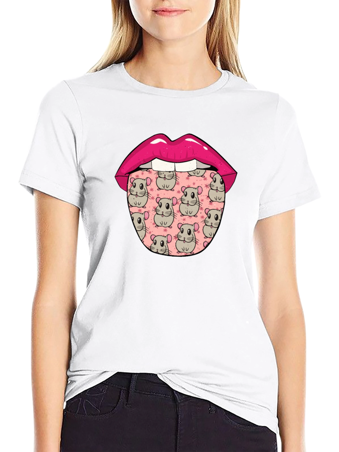 Funny Hamster Tongue Graphic Tee
