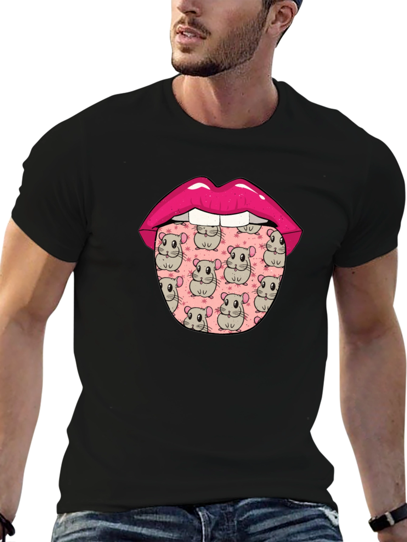 Funny Hamster Tongue Graphic Tee