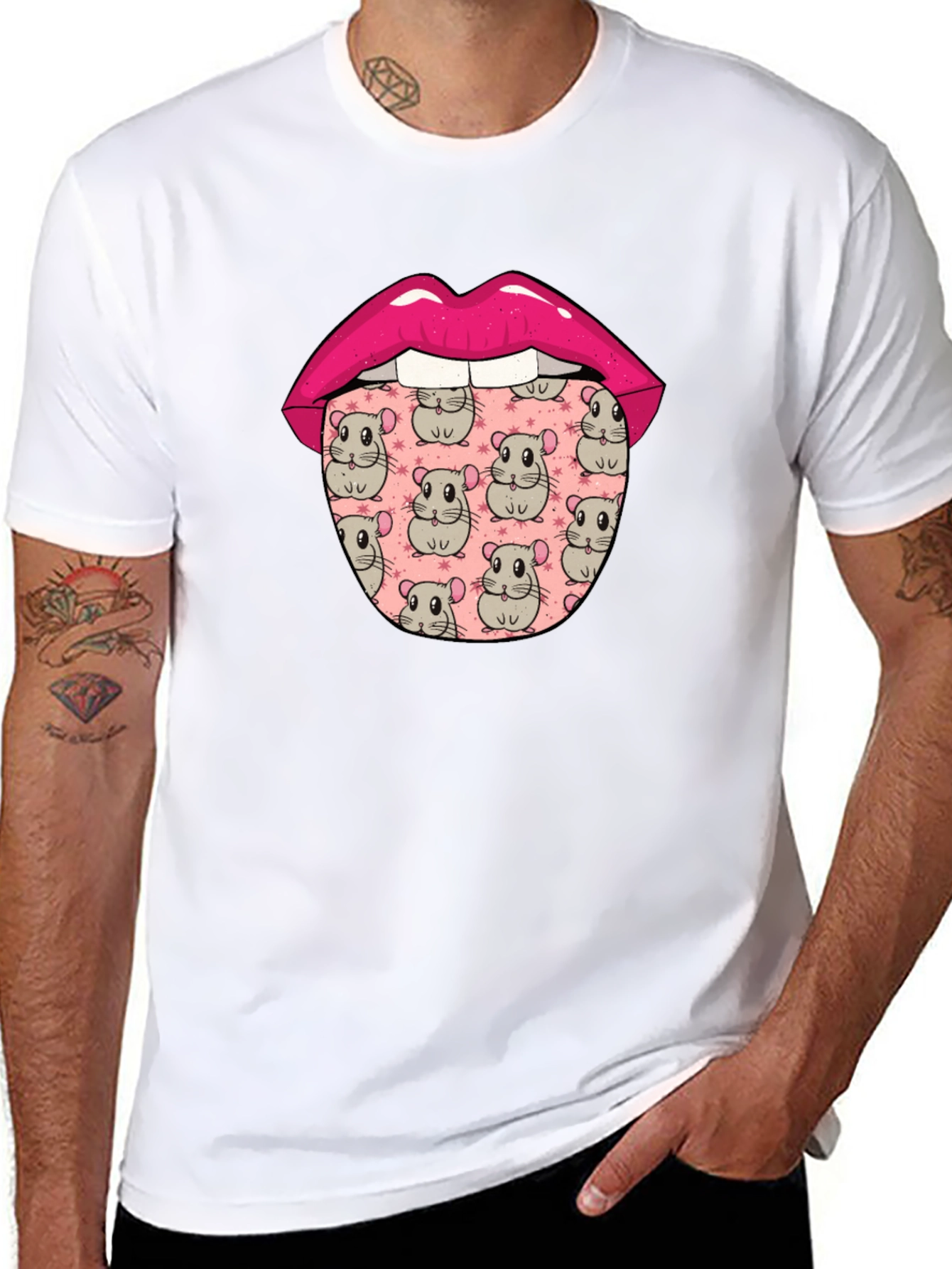 Funny Hamster Tongue Graphic Tee