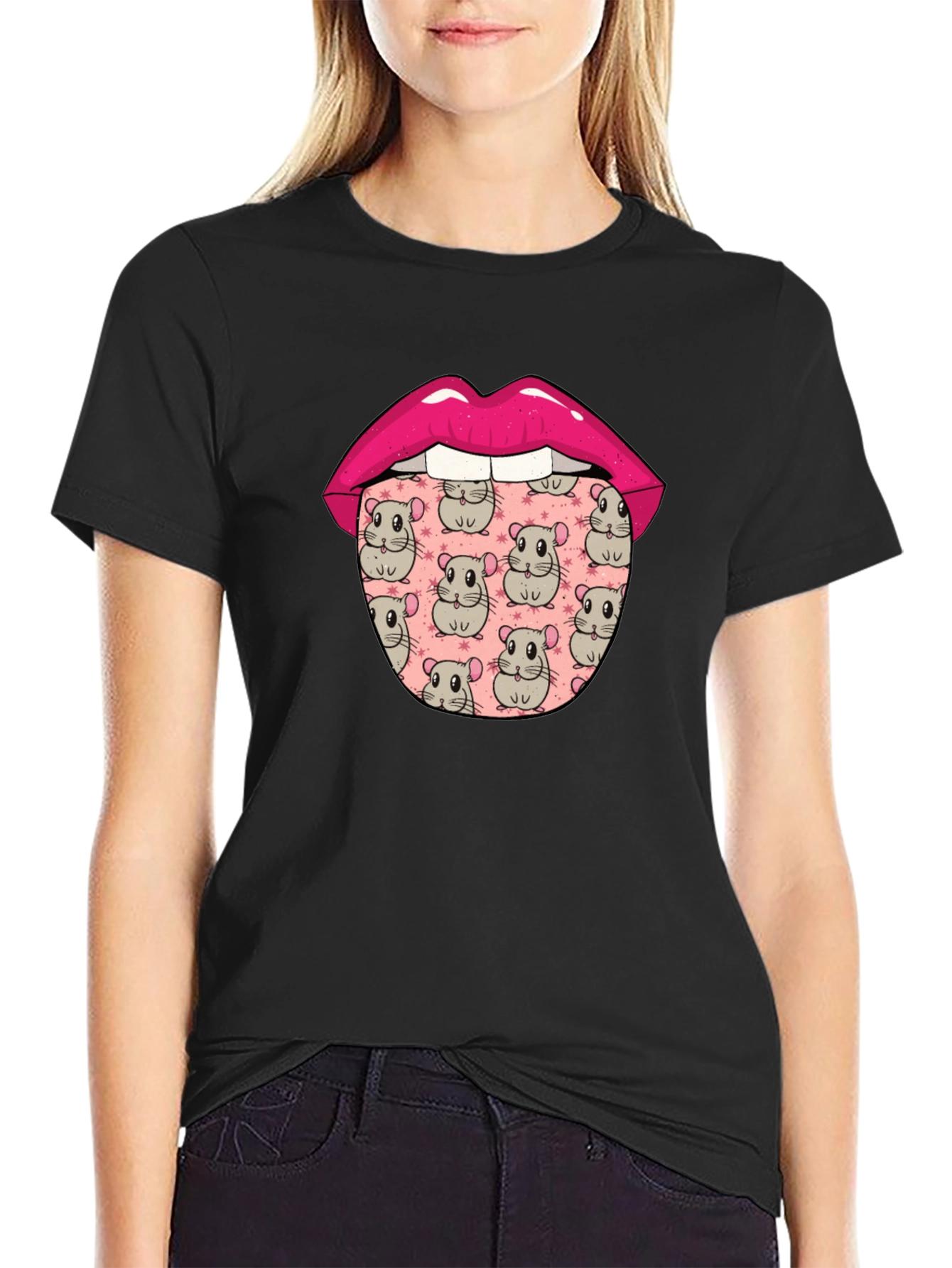 Funny Hamster Tongue Graphic Tee