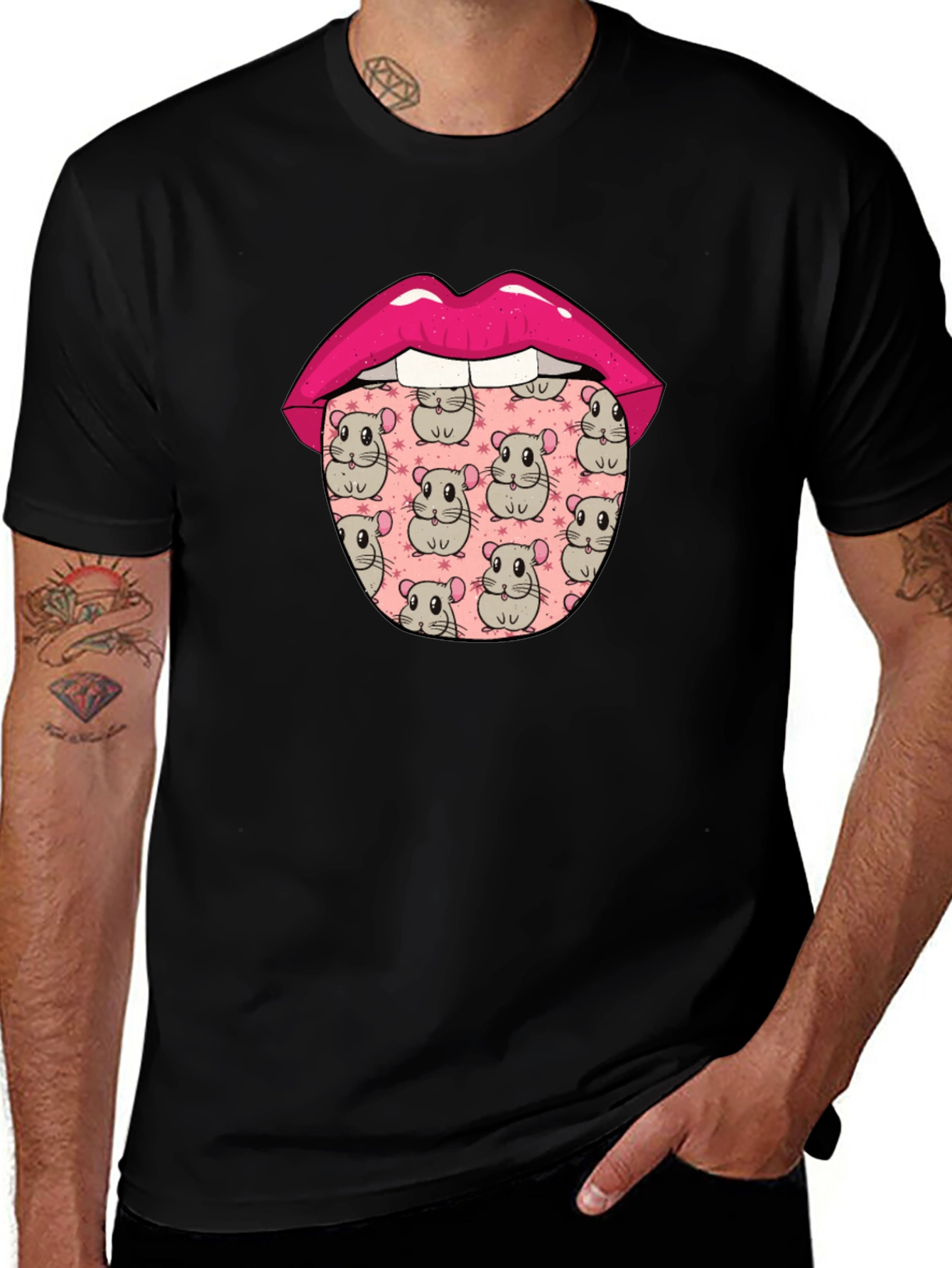 Funny Hamster Tongue Graphic Tee