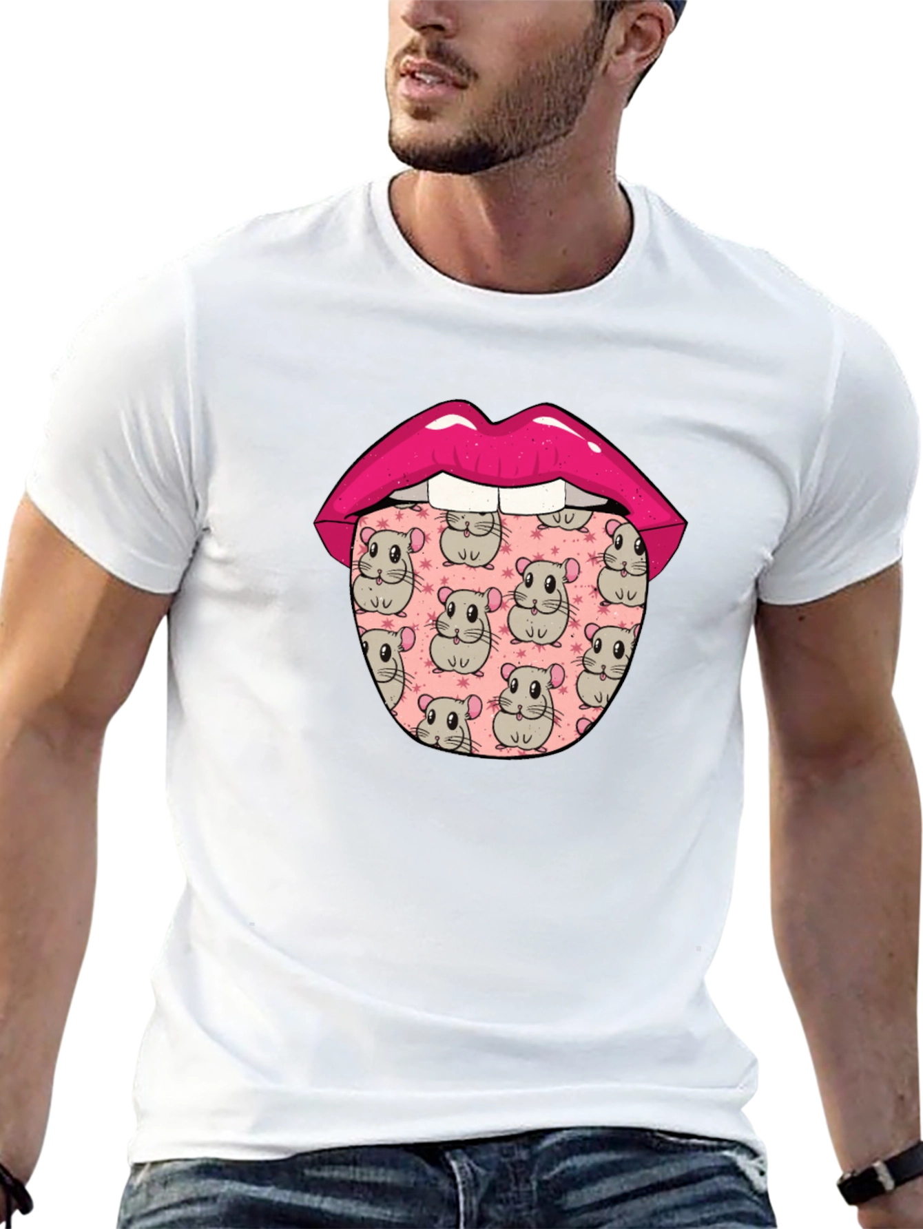 Funny Hamster Tongue Graphic Tee