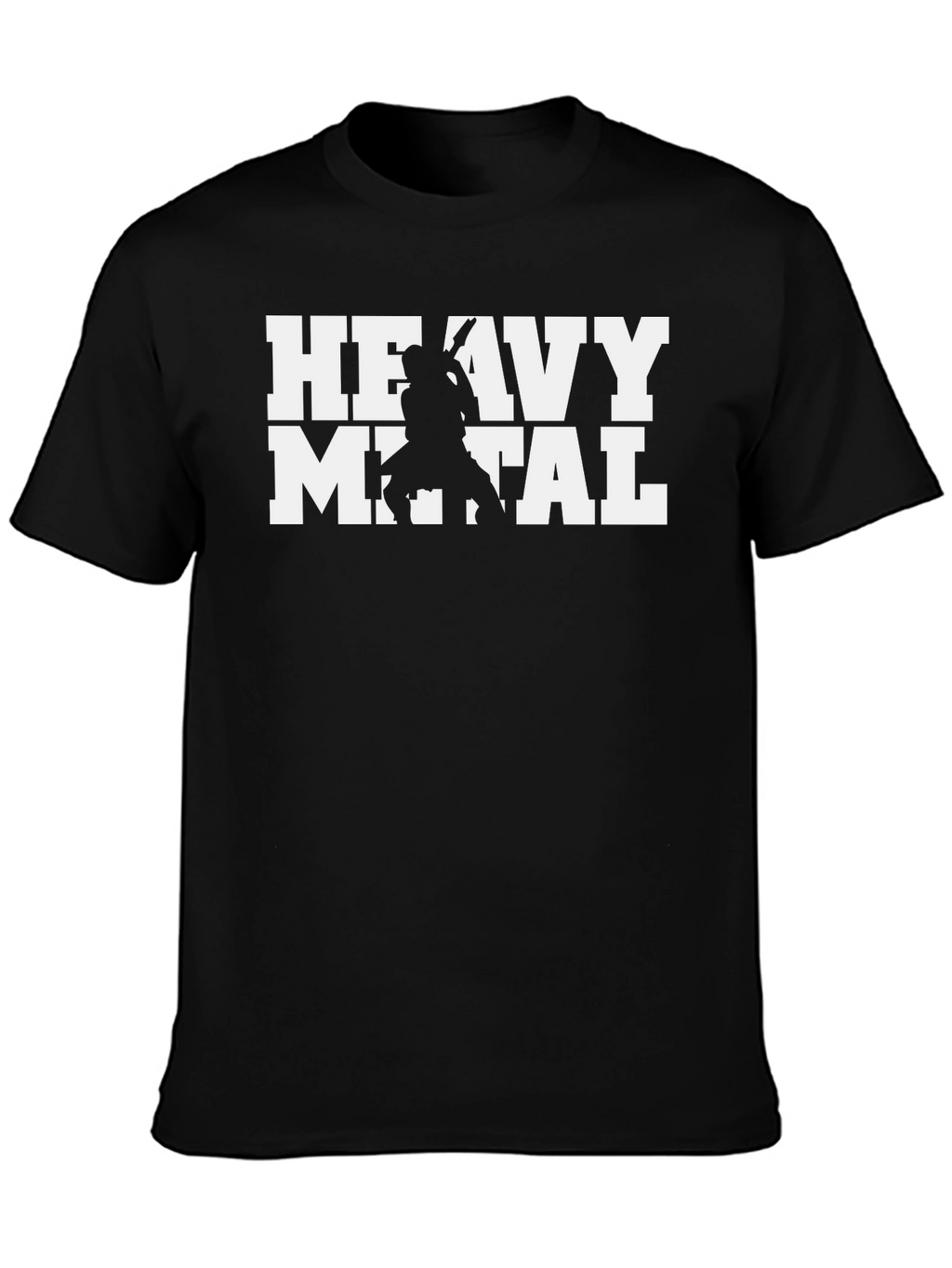 Heavy Metal Guitarist Graphic Tee - Black Cotton