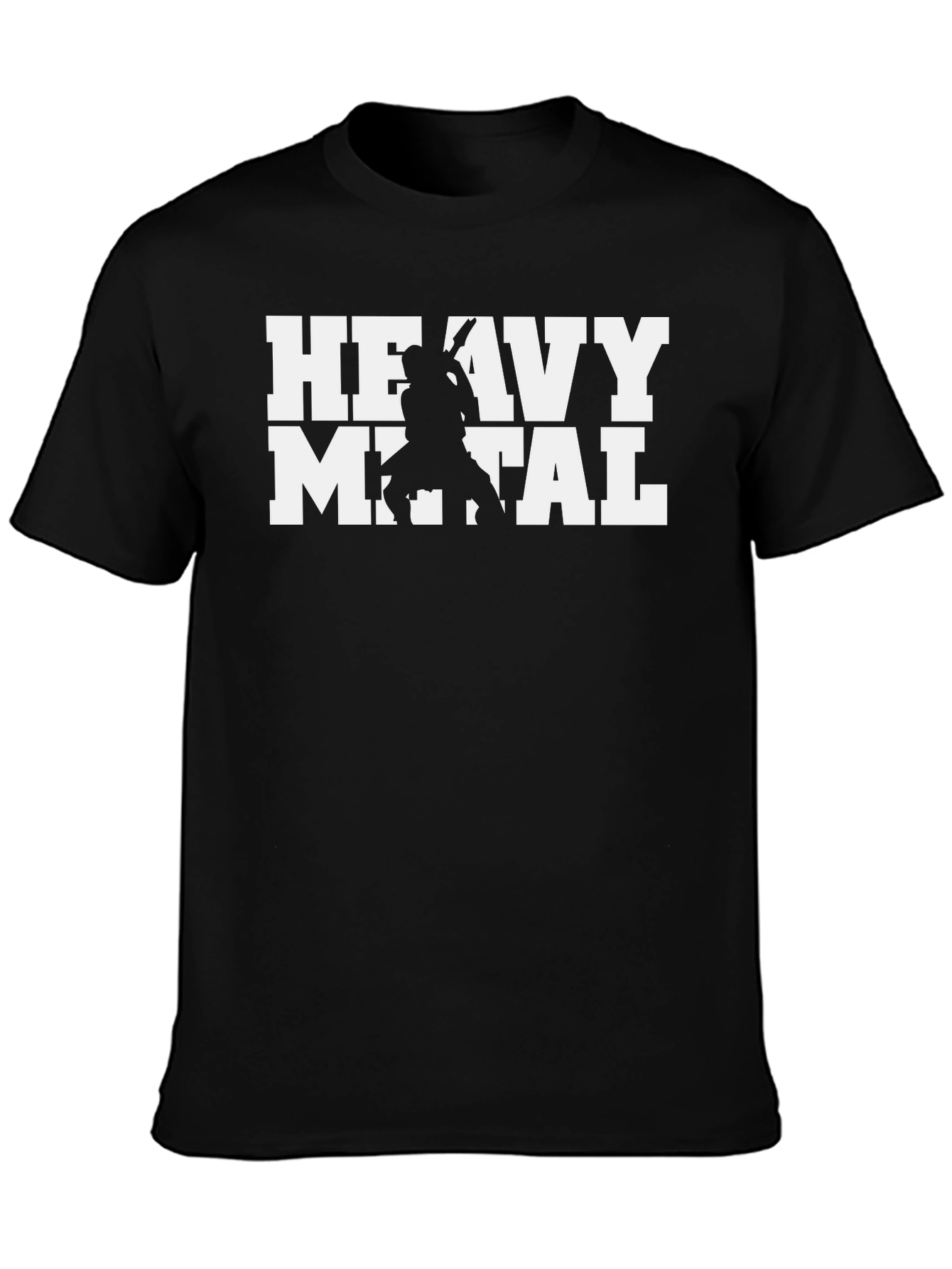 Heavy Metal Guitarist Graphic Tee - Black Cotton