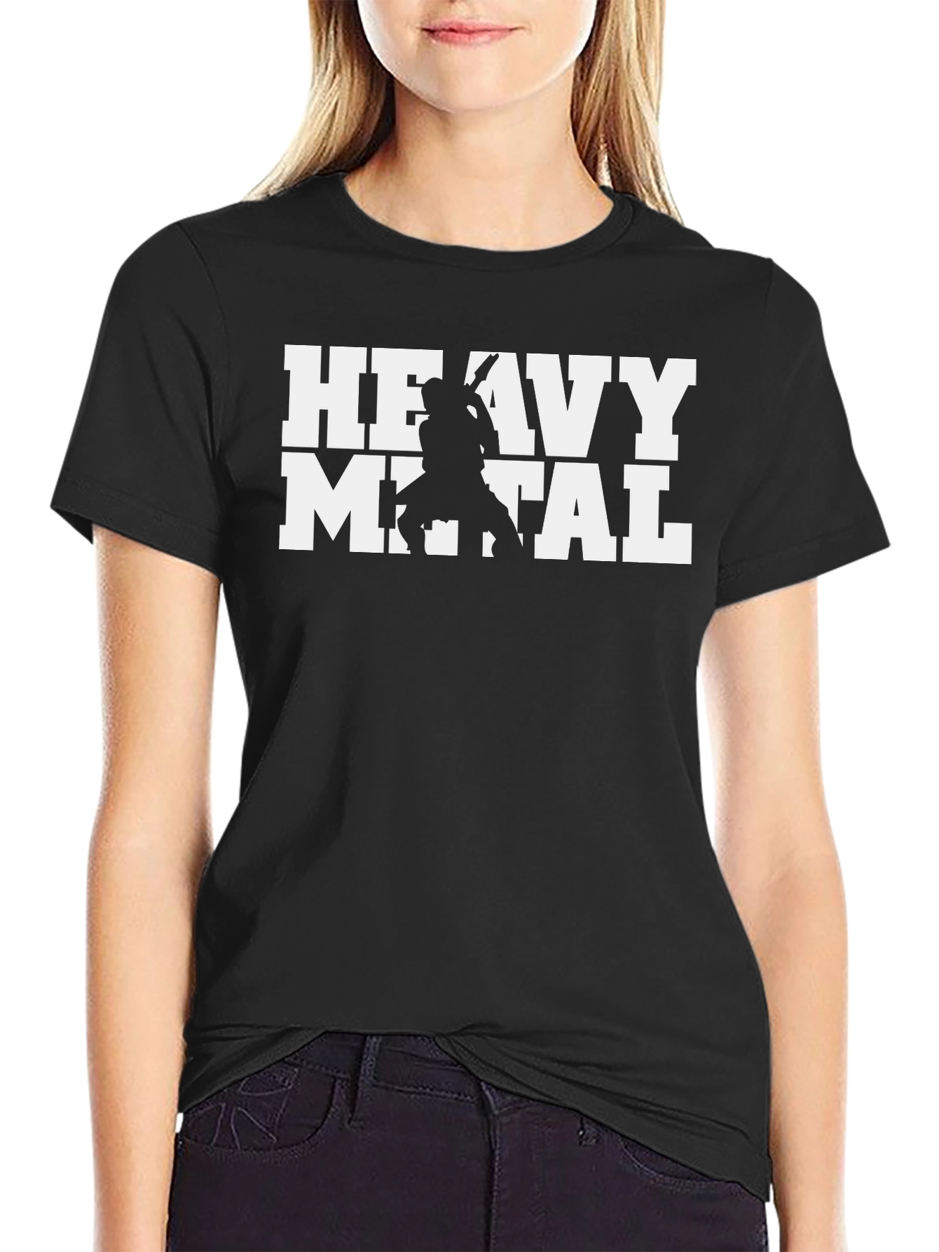 Heavy Metal Guitarist Graphic Tee - Black Cotton